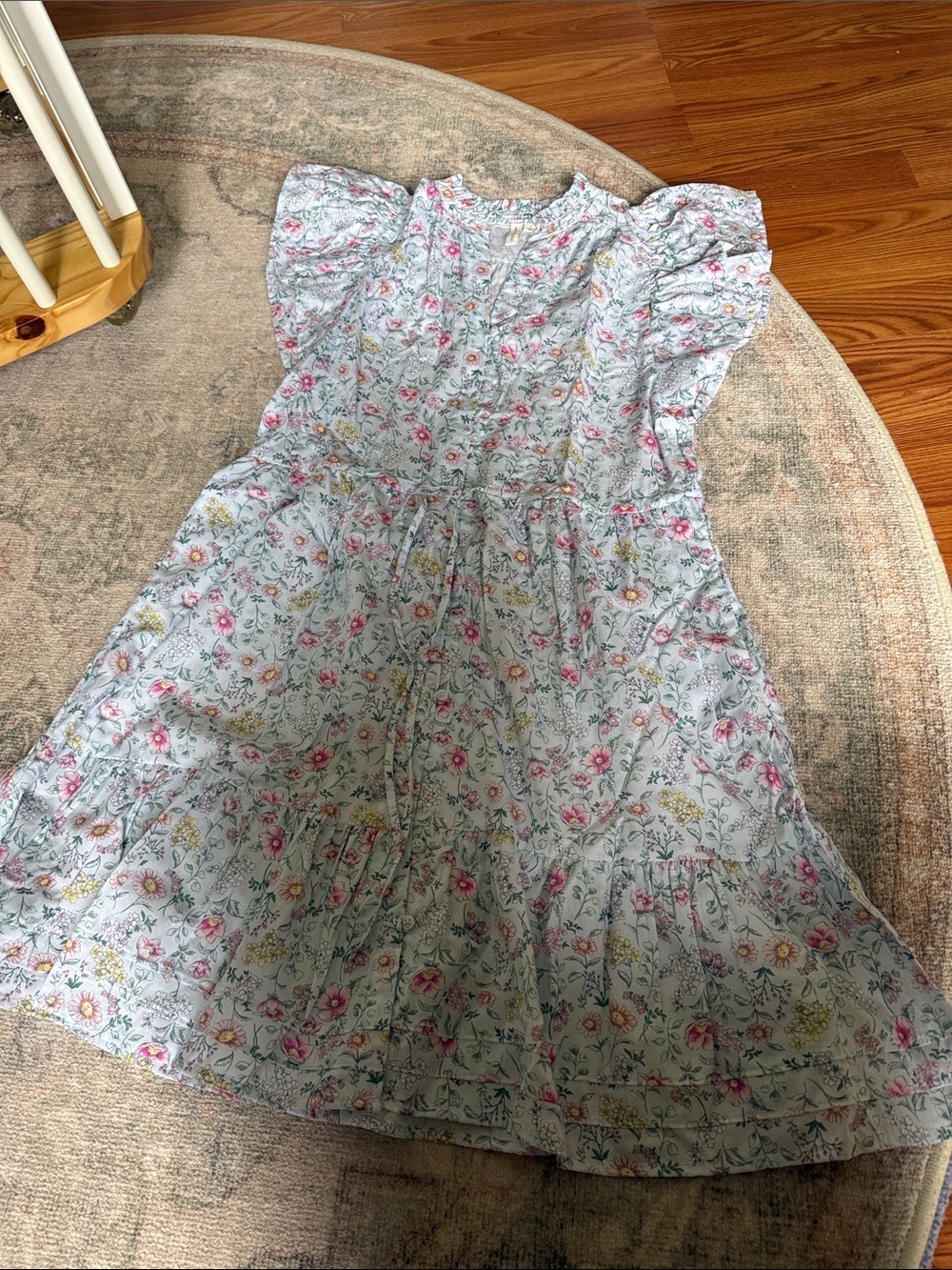 Janie & Jack Light Blue Floral Ruffle-Sleeve Dress